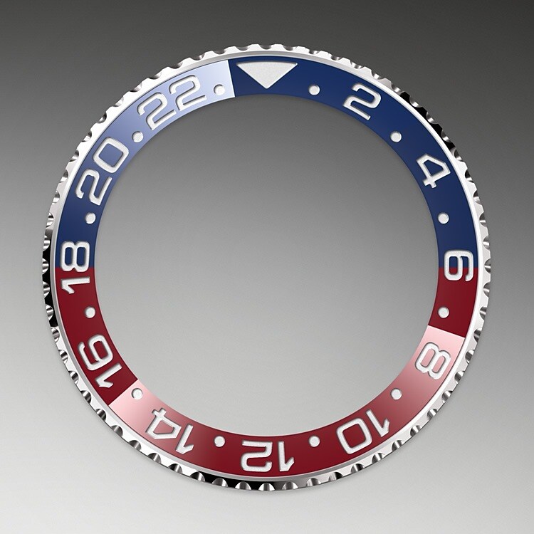 This model features a meteorite dial and a two-colour Cerachrom bezel insert in red and blue ceramic. In addition to conventional hour, minute and seconds hands, the GMT-Master II features an arrow-tipped hand, which circles the dial once every 24 hours, as well as a bidirectional rotatable 24-hour graduated bezel. The distinctively coloured 24-hour hand displays the “home” reference time in a first time zone which can be read on the graduations on the bezel. The traveller’s local time is easily set by “jumping” from hour to hour, thanks to an ingenious mechanism operated via the winding crown: the hour hand can be adjusted forwards or backwards independently of the minute and seconds hands. This allows travellers to adapt to their new time zone without affecting the precision of their timekeeping.