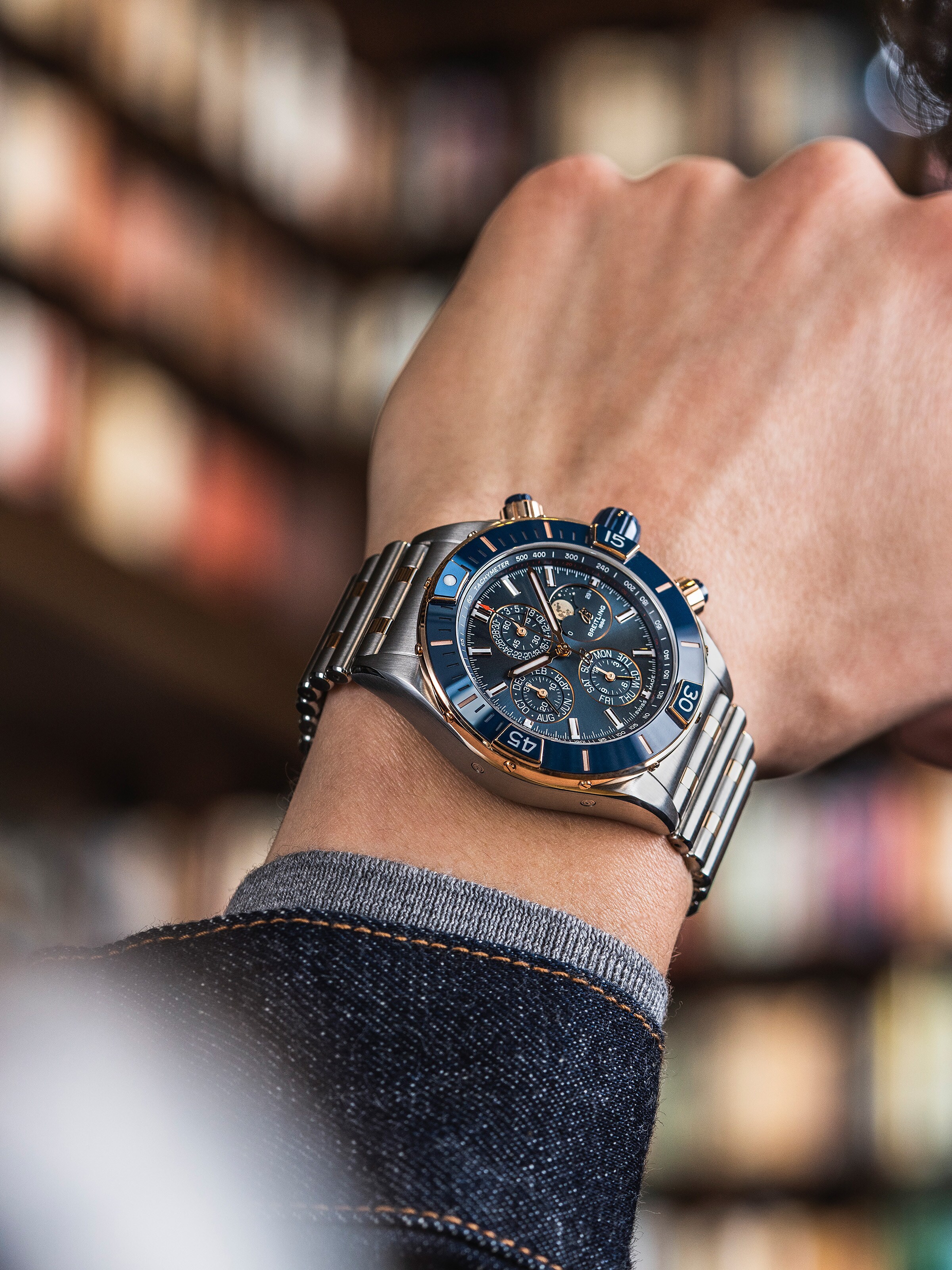 Super Chronomat 44 Four-Year Calendar Stainless Steel \u0026 18k Red Gold - Blue  U19320161C1U1 | Breitling