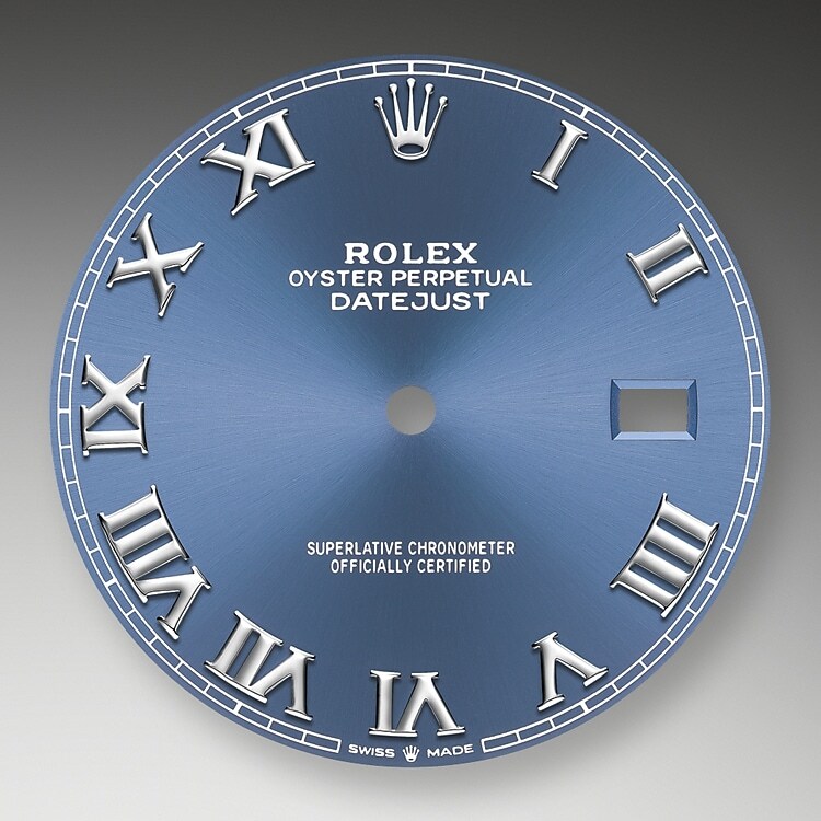 The sunray finish creates delicate light reflections on many dials in the Oyster Perpetual collection. It is obtained using masterful brushing techniques that create grooves running outwards from the centre of the dial. Light is diffused consistently along each engraving, creating a characteristic subtle glow that moves depending on the position of the wrist. Once the sunray finish has been completed, the dial colour is applied using Physical Vapour Deposition or electroplating. A light coat of varnish gives the dial its final look.