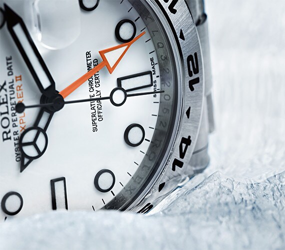 Detailaufnahme eines Rolex Explorer Zifferblatt