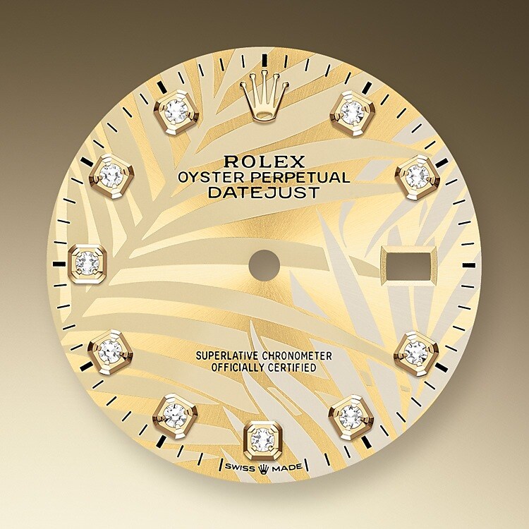 The dial is the distinctive face of a Rolex watch, the feature most responsible for its identity and readability. Characterised by hour markers fashioned from gold to prevent tarnishing, every Rolex dial is designed and manufactured in-house, largely by hand to ensure perfection.