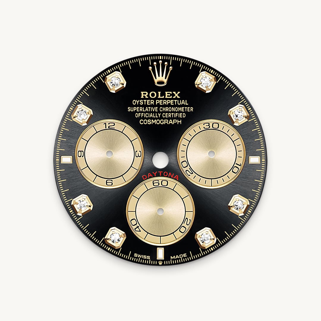 Zifferblatt in strahlend Schwarz und Golden