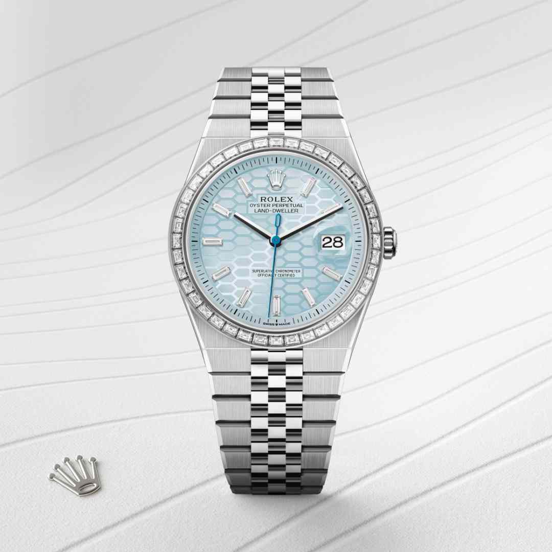 ROLEXディスプレイ Rolex Land-Dweller 40 in Platinum, M127386TBR-0001 | Juwelier Wempe