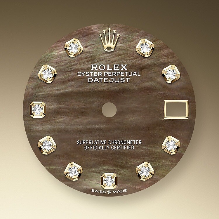 Mother-of-pearl is by its nature full of mystery and surprises. Depending on its origin, it can be pink, white, black or yellow. It differs in colour, intensity and structure according to the part of the shell from which it is extracted. At Rolex, mother-of-pearl is never artificially coloured. Instead, particular know-how and skill are devoted to simply highlighting its natural beauty and preserving the original hues. As all mother-of-pearl dials are unique pieces, an identical dial will never be found on another wrist.
