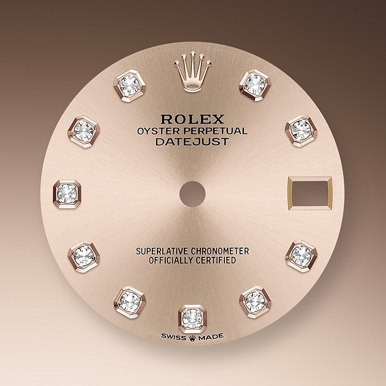The sunray finish creates delicate light reflections on many dials in the Oyster Perpetual collection. It is obtained using masterful brushing techniques that create grooves running outwards from the centre of the dial. Light is diffused consistently along each engraving, creating a characteristic subtle glow that moves depending on the position of the wrist. Once the sunray finish has been completed, the dial colour is applied using Physical Vapour Deposition or electroplating. A light coat of varnish gives the dial its final look.