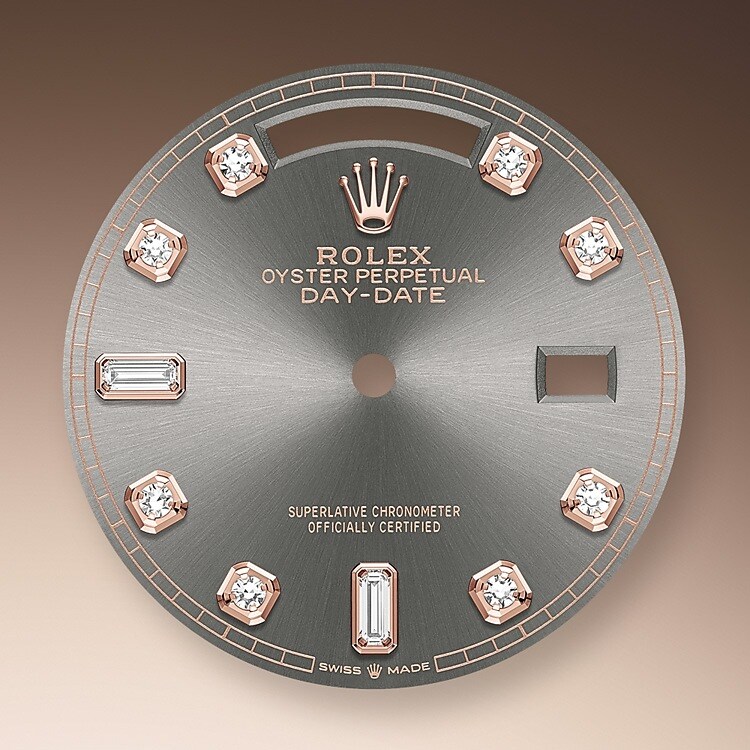 The dial is the distinctive face of a Rolex watch, the feature most responsible for its identity and readability. Characterised by hour markers fashioned from gold to prevent tarnishing, every Rolex dial is designed and manufactured in-house, largely by hand to ensure perfection.