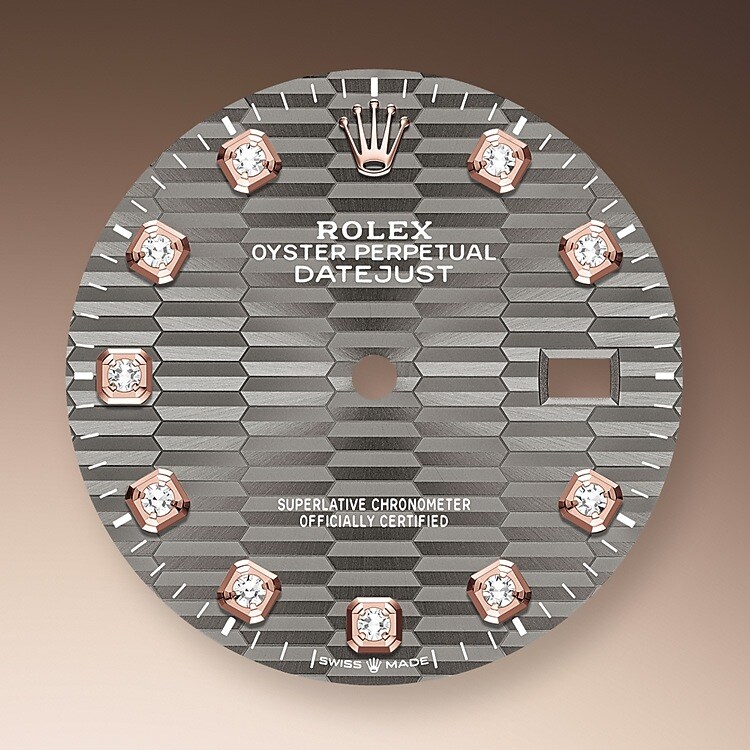 The dial is the distinctive face of a Rolex watch, the feature most responsible for its identity and readability. Characterised by hour markers fashioned from gold to prevent tarnishing, every Rolex dial is designed and manufactured in-house, largely by hand to ensure perfection.