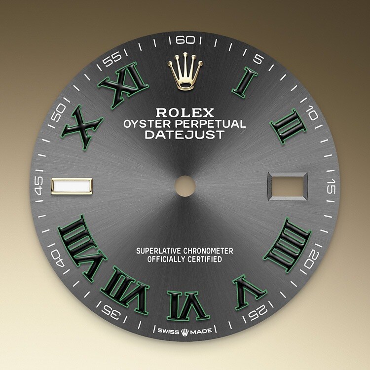 The sunray finish creates delicate light reflections on many dials in the Oyster Perpetual collection. It is obtained using masterful brushing techniques that create grooves running outwards from the centre of the dial. Light is diffused consistently along each engraving, creating a characteristic subtle glow that moves depending on the position of the wrist. Once the sunray finish has been completed, the dial colour is applied using Physical Vapour Deposition or electroplating. A light coat of varnish gives the dial its final look.