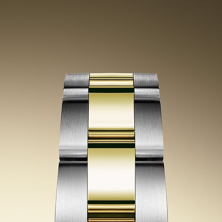 Le bracelet Oyster est l’alchimie parfaite entre forme et fonction, entre esthétique et technologie, conçu pour être à la fois robuste et confortable. Il est muni d’un fermoir Oysterclasp et d’une rallonge de confort Easylink, une autre exclusivité Rolex. Cet ingénieux système permet d’ajuster facilement la longueur du bracelet d’environ 5 mm, offrant un surcroît de confort en toutes circonstances.